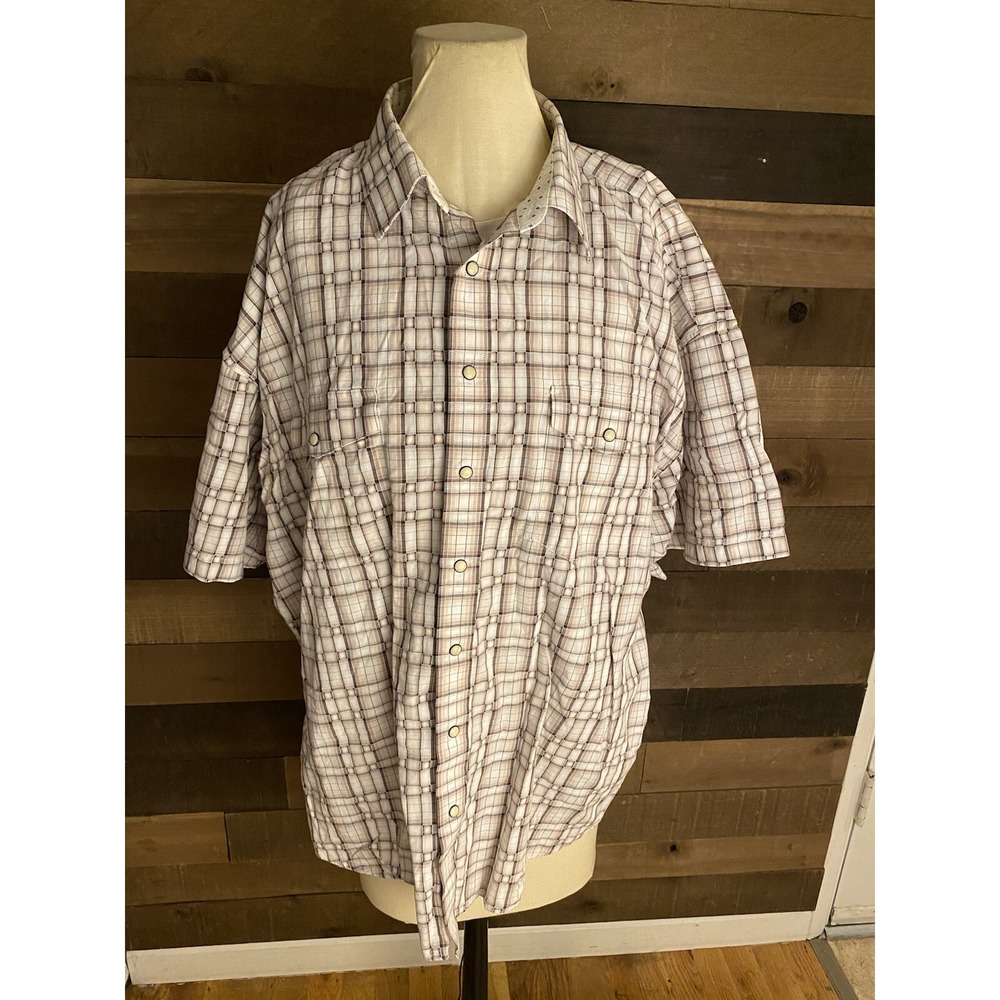 panhandle slim Shirt mens xl short sleeve button snap Summer Casual‎ Plaid